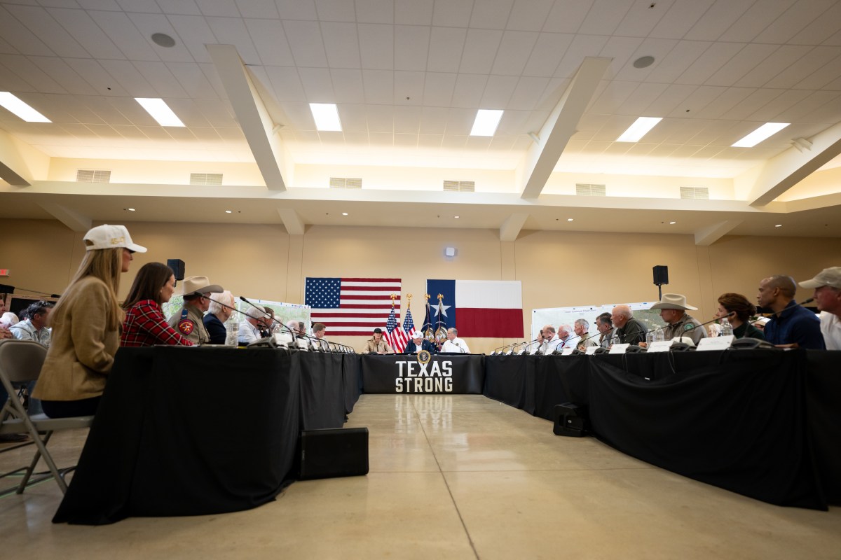 President Donald Trump and First Lady Melania Trump visit the areas impacted by recent deadly flooding, Friday, July 11, 2025, in Kerrville, Texas. (Official White House Photo by Andrea Hanks)