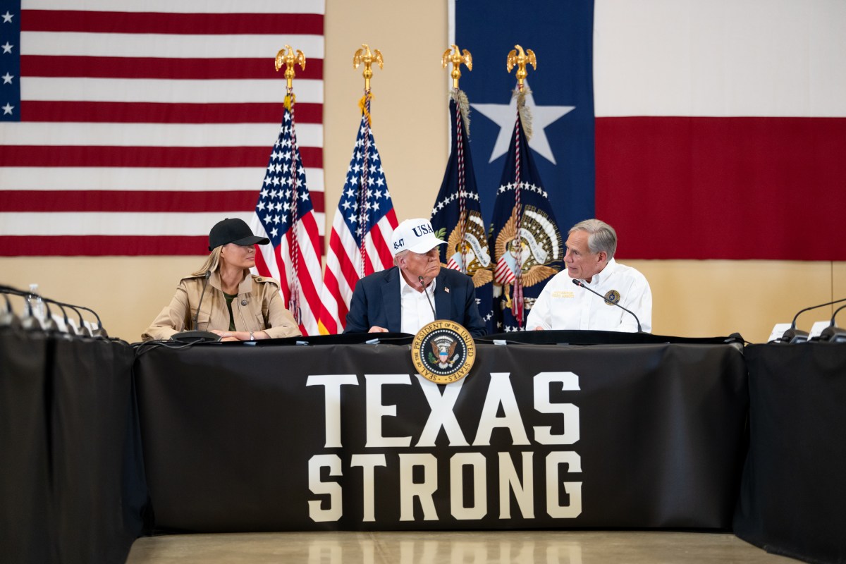 President Donald Trump and First Lady Melania Trump visit the areas impacted by recent deadly flooding, Friday, July 11, 2025, in Kerrville, Texas. (Official White House Photo by Andrea Hanks)