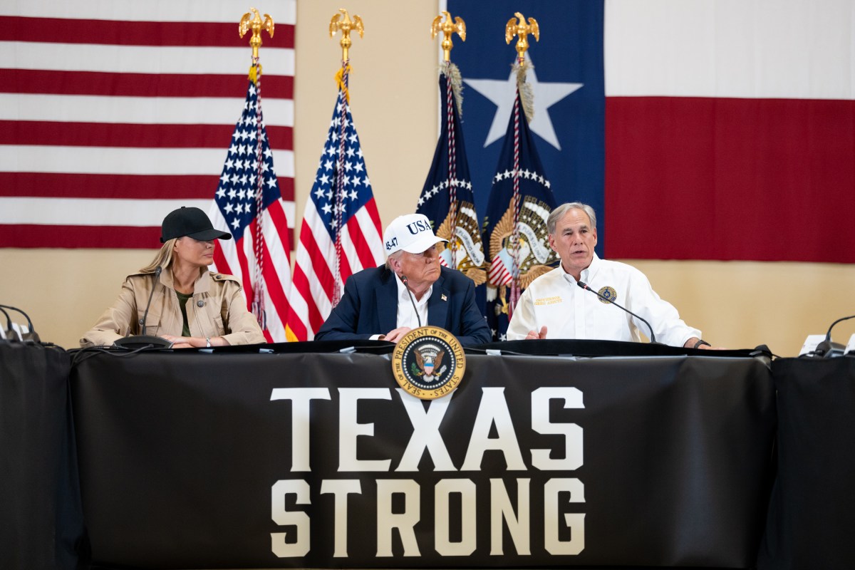 President Donald Trump and First Lady Melania Trump visit the areas impacted by recent deadly flooding, Friday, July 11, 2025, in Kerrville, Texas. (Official White House Photo by Andrea Hanks)