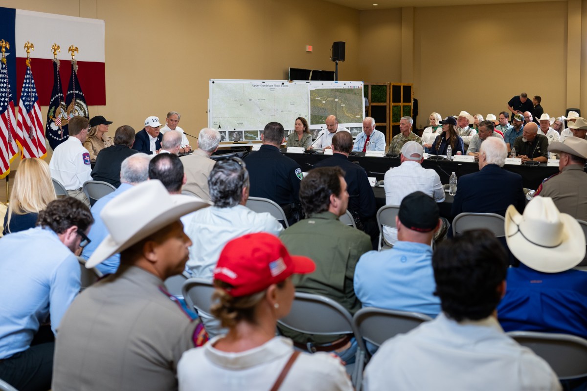 President Donald Trump and First Lady Melania Trump visit the areas impacted by recent deadly flooding, Friday, July 11, 2025, in Kerrville, Texas. (Official White House Photo by Andrea Hanks)