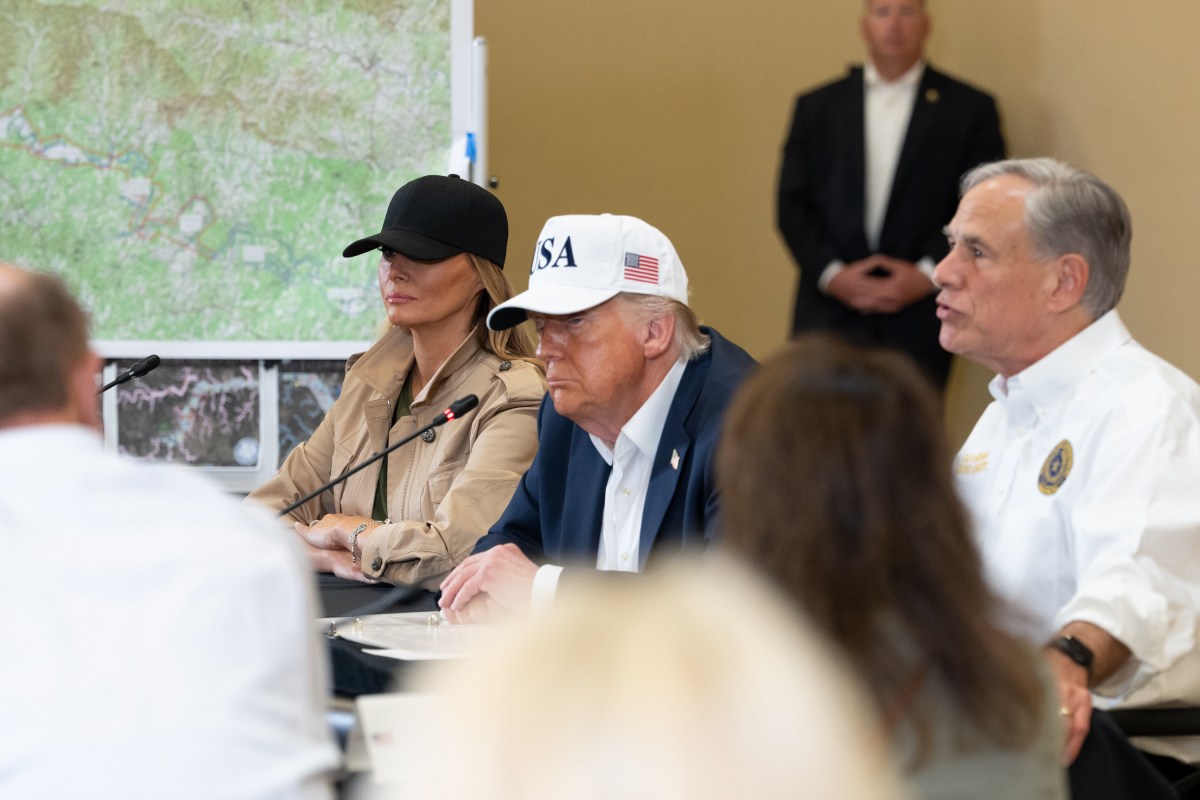 President Donald Trump and First Lady Melania Trump visit the areas impacted by recent deadly flooding, Friday, July 11, 2025, in Kerrville, Texas. (Official White House Photo by Andrea Hanks)