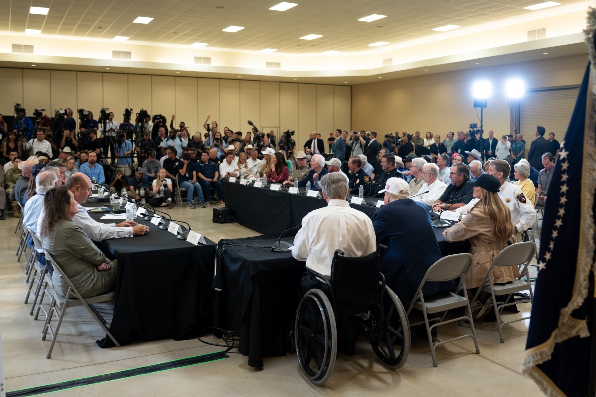 President Donald Trump and First Lady Melania Trump visit the areas impacted by recent deadly flooding, Friday, July 11, 2025, in Kerrville, Texas. (Official White House Photo by Andrea Hanks)