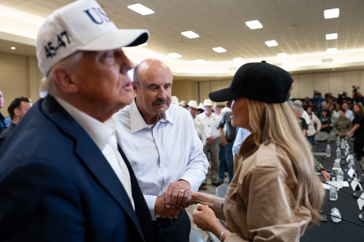 President Donald Trump and First Lady Melania Trump visit the areas impacted by recent deadly flooding, Friday, July 11, 2025, in Kerrville, Texas. (Official White House Photo by Andrea Hanks)