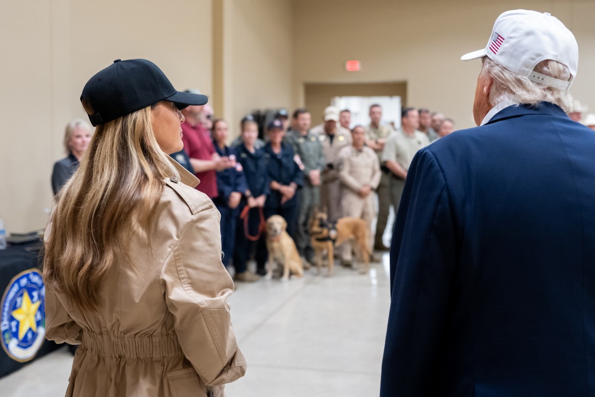 President Donald Trump and First Lady Melania Trump visit the areas impacted by recent deadly flooding, Friday, July 11, 2025, in Kerrville, Texas. (Official White House Photo by Andrea Hanks)