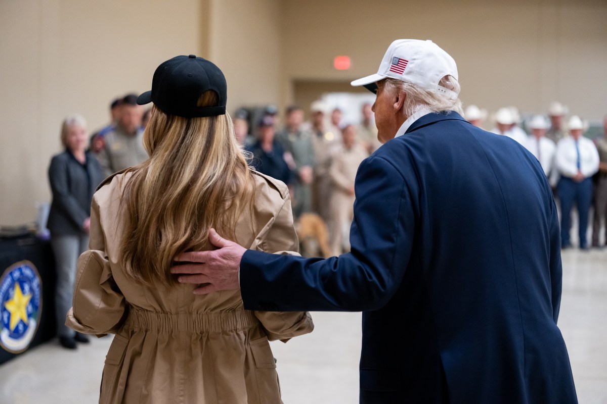 President Donald Trump and First Lady Melania Trump visit the areas impacted by recent deadly flooding, Friday, July 11, 2025, in Kerrville, Texas. (Official White House Photo by Andrea Hanks)
