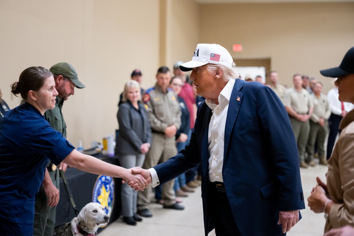 President Donald Trump and First Lady Melania Trump visit the areas impacted by recent deadly flooding, Friday, July 11, 2025, in Kerrville, Texas. (Official White House Photo by Andrea Hanks)