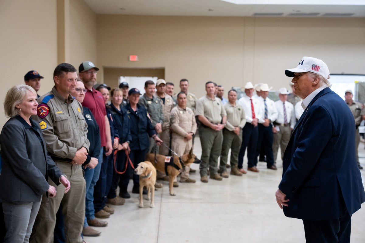 President Donald Trump and First Lady Melania Trump visit the areas impacted by recent deadly flooding, Friday, July 11, 2025, in Kerrville, Texas. (Official White House Photo by Andrea Hanks)
