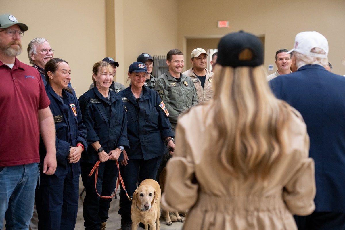 President Donald Trump and First Lady Melania Trump visit the areas impacted by recent deadly flooding, Friday, July 11, 2025, in Kerrville, Texas. (Official White House Photo by Andrea Hanks)