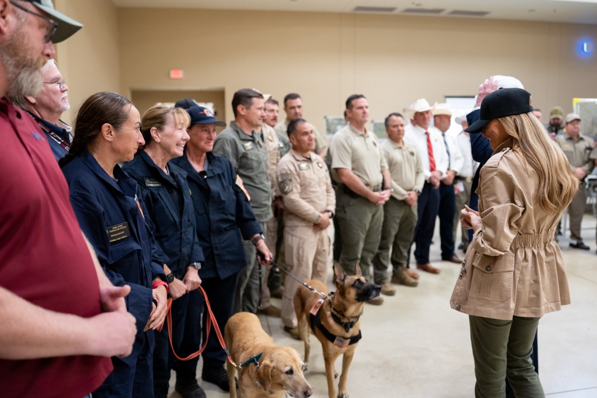 President Donald Trump and First Lady Melania Trump visit the areas impacted by recent deadly flooding, Friday, July 11, 2025, in Kerrville, Texas. (Official White House Photo by Andrea Hanks)