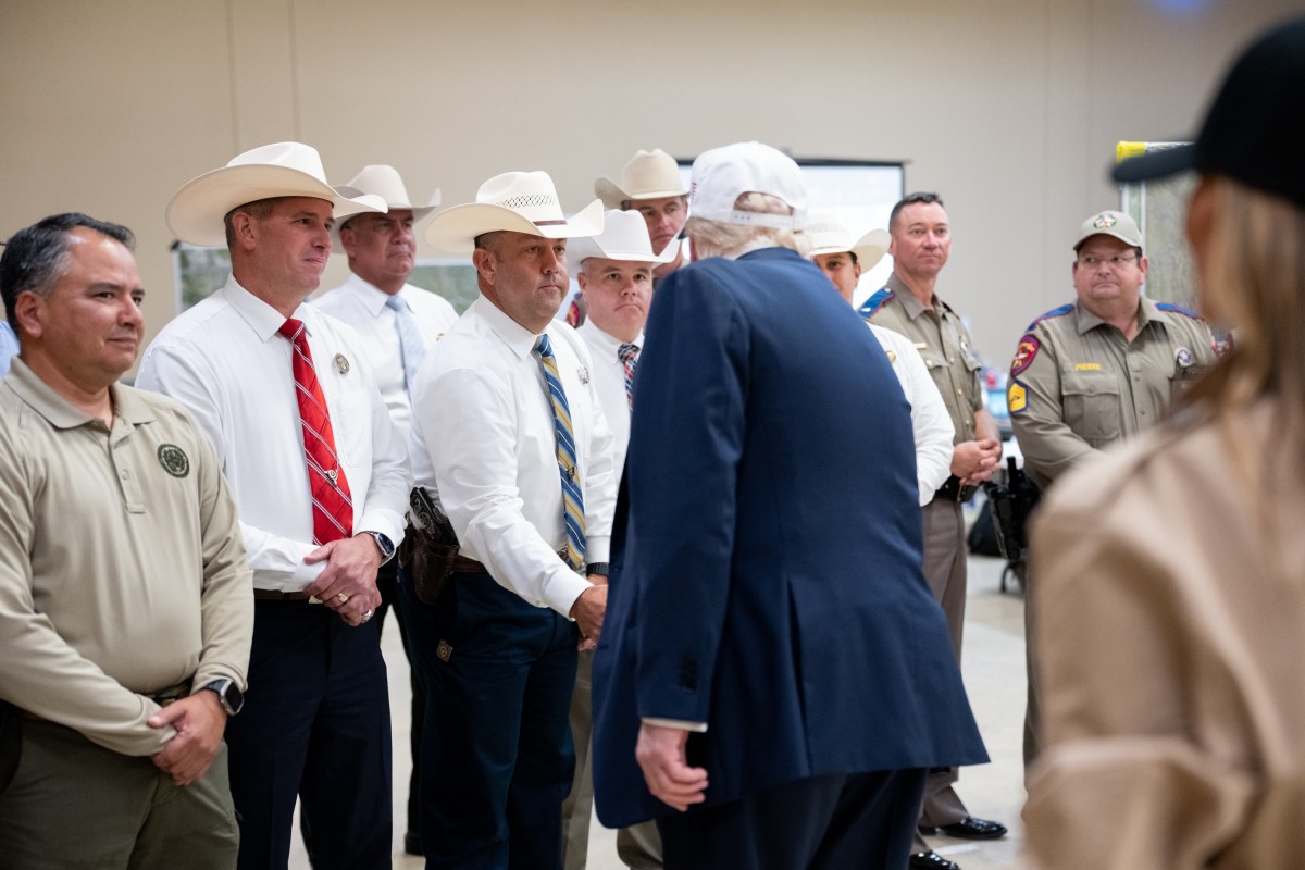 President Donald Trump and First Lady Melania Trump visit the areas impacted by recent deadly flooding, Friday, July 11, 2025, in Kerrville, Texas. (Official White House Photo by Andrea Hanks)