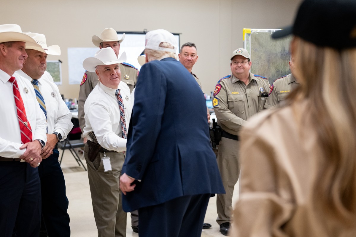 President Donald Trump and First Lady Melania Trump visit the areas impacted by recent deadly flooding, Friday, July 11, 2025, in Kerrville, Texas. (Official White House Photo by Andrea Hanks)