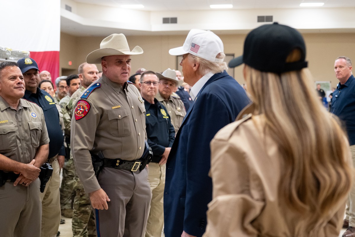 President Donald Trump and First Lady Melania Trump visit the areas impacted by recent deadly flooding, Friday, July 11, 2025, in Kerrville, Texas. (Official White House Photo by Andrea Hanks)