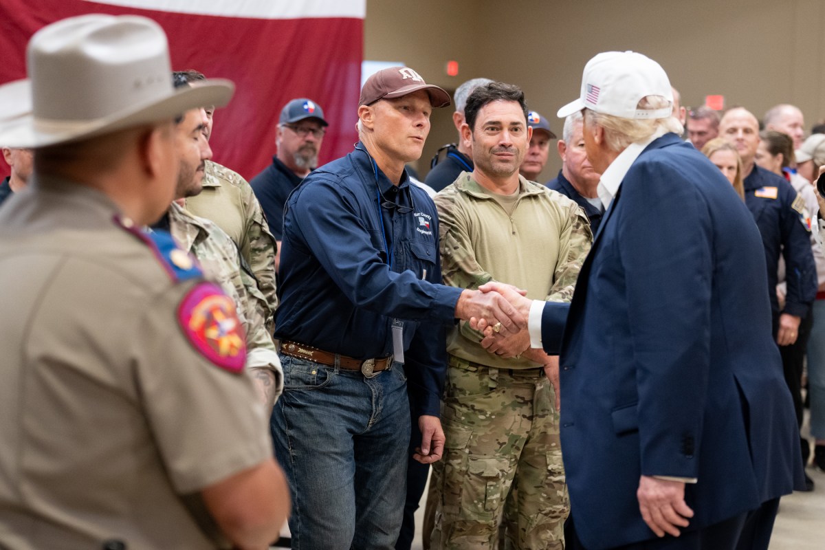 President Donald Trump and First Lady Melania Trump visit the areas impacted by recent deadly flooding, Friday, July 11, 2025, in Kerrville, Texas. (Official White House Photo by Andrea Hanks)