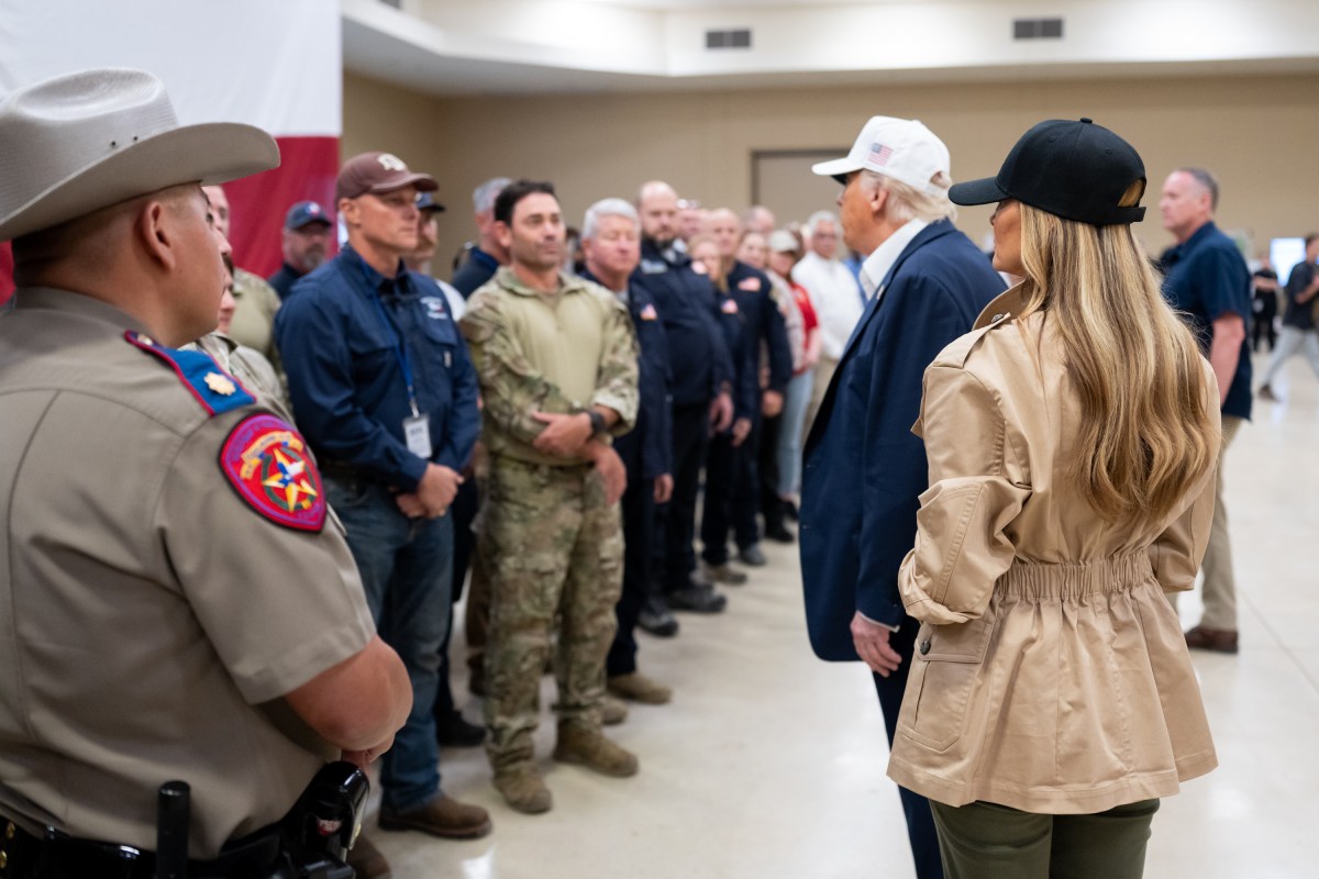 President Donald Trump and First Lady Melania Trump visit the areas impacted by recent deadly flooding, Friday, July 11, 2025, in Kerrville, Texas. (Official White House Photo by Andrea Hanks)
