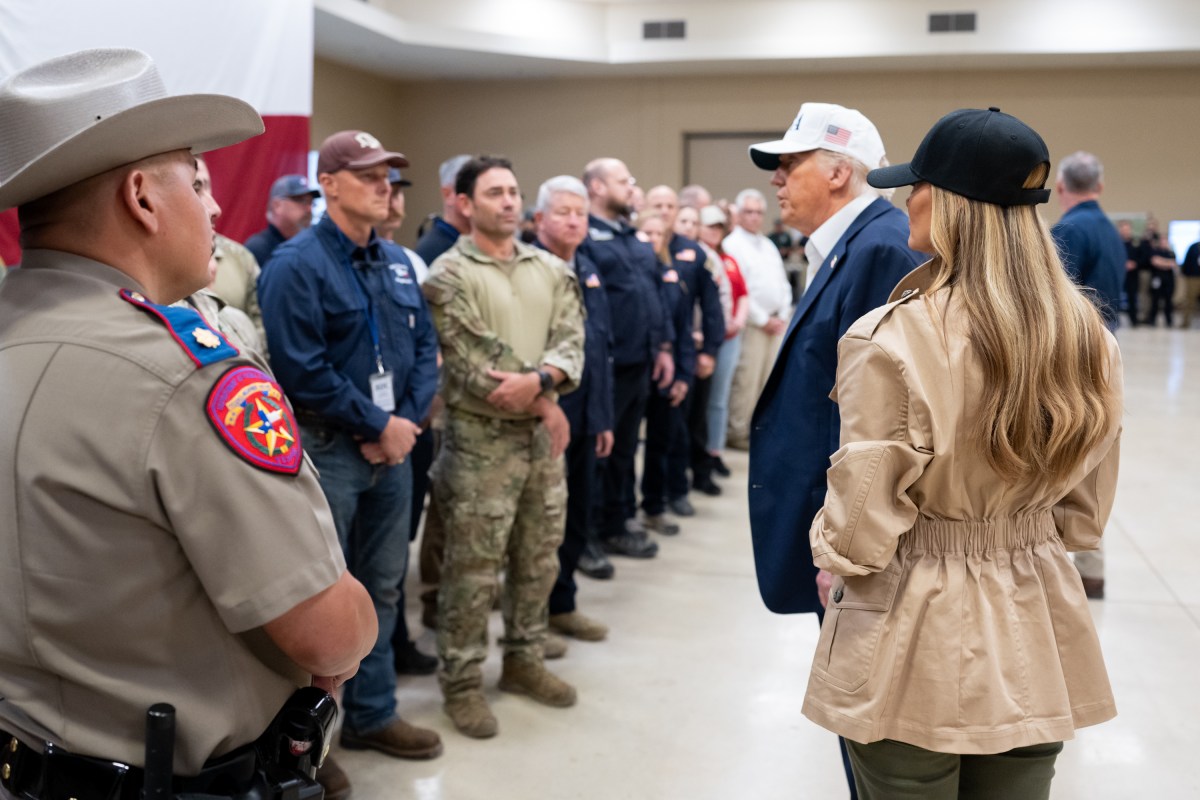 President Donald Trump and First Lady Melania Trump visit the areas impacted by recent deadly flooding, Friday, July 11, 2025, in Kerrville, Texas. (Official White House Photo by Andrea Hanks)