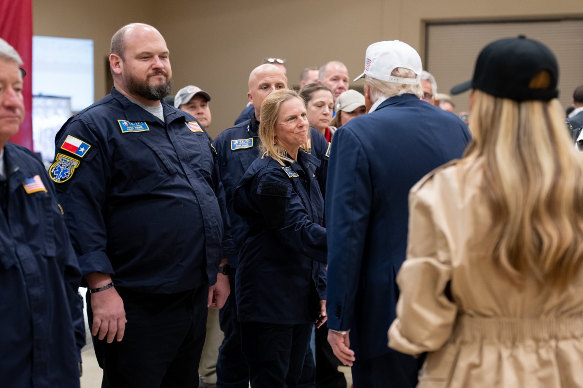 President Donald Trump and First Lady Melania Trump visit the areas impacted by recent deadly flooding, Friday, July 11, 2025, in Kerrville, Texas. (Official White House Photo by Andrea Hanks)