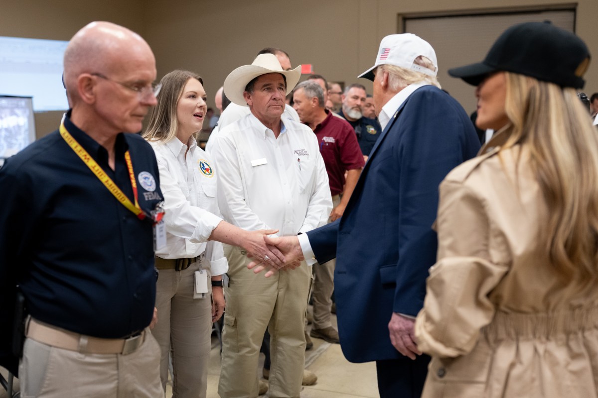 President Donald Trump and First Lady Melania Trump visit the areas impacted by recent deadly flooding, Friday, July 11, 2025, in Kerrville, Texas. (Official White House Photo by Andrea Hanks)