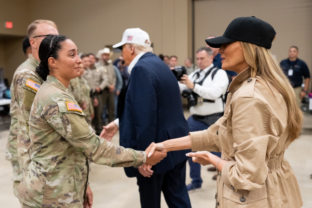 President Donald Trump and First Lady Melania Trump visit the areas impacted by recent deadly flooding, Friday, July 11, 2025, in Kerrville, Texas. (Official White House Photo by Andrea Hanks)