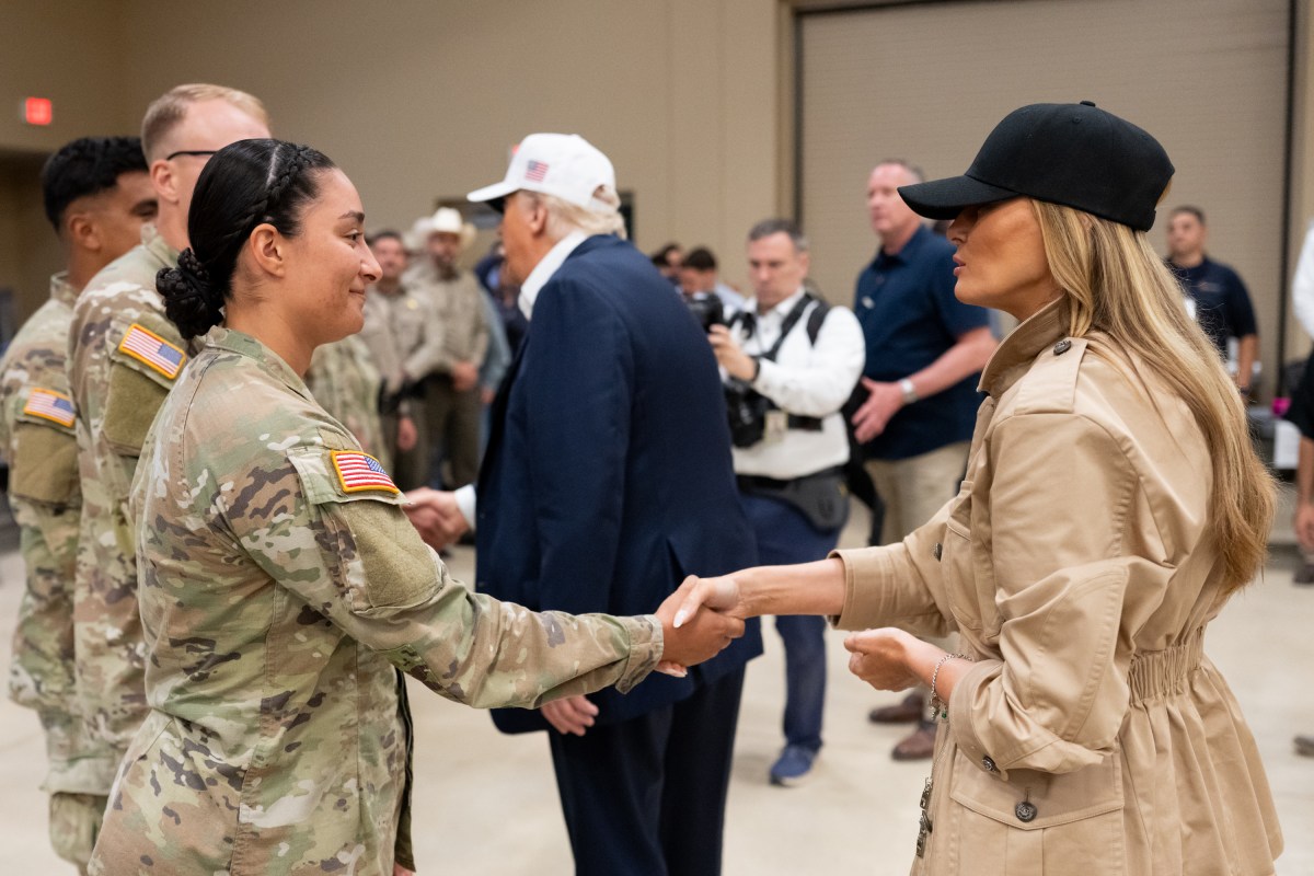 President Donald Trump and First Lady Melania Trump visit the areas impacted by recent deadly flooding, Friday, July 11, 2025, in Kerrville, Texas. (Official White House Photo by Andrea Hanks)