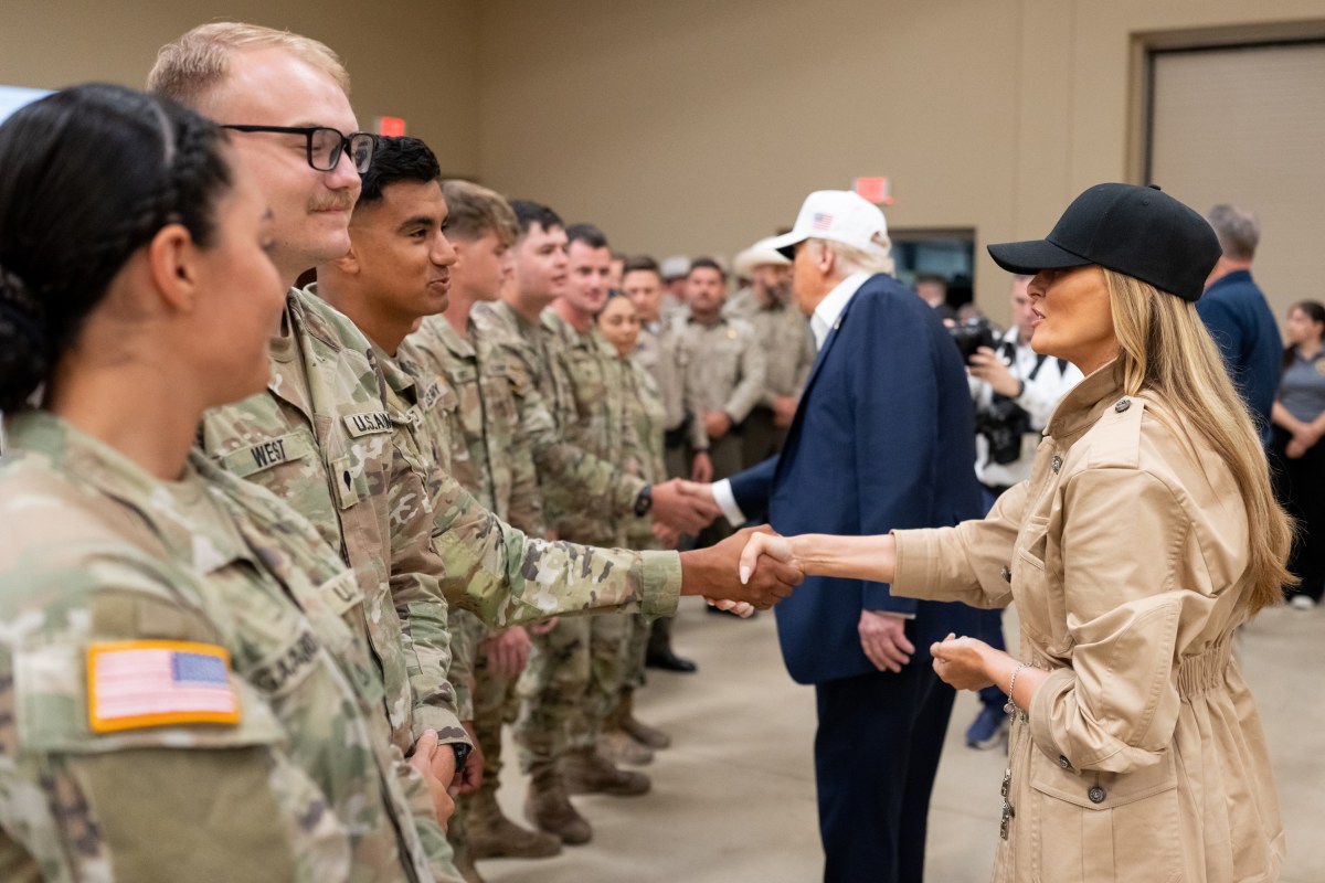 President Donald Trump and First Lady Melania Trump visit the areas impacted by recent deadly flooding, Friday, July 11, 2025, in Kerrville, Texas. (Official White House Photo by Andrea Hanks)