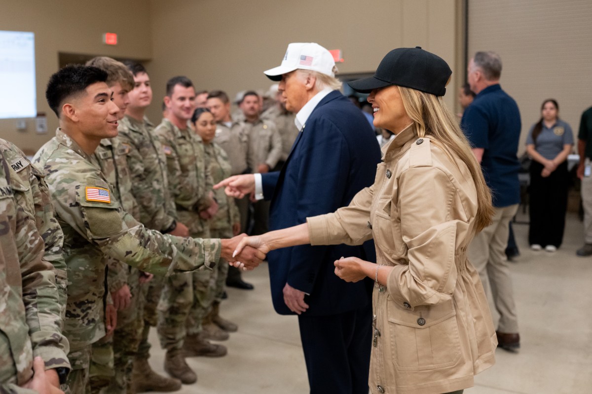 President Donald Trump and First Lady Melania Trump visit the areas impacted by recent deadly flooding, Friday, July 11, 2025, in Kerrville, Texas. (Official White House Photo by Andrea Hanks)