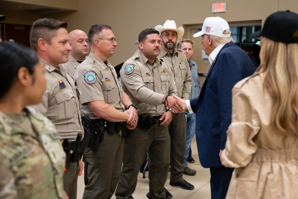 President Donald Trump and First Lady Melania Trump visit the areas impacted by recent deadly flooding, Friday, July 11, 2025, in Kerrville, Texas. (Official White House Photo by Andrea Hanks)