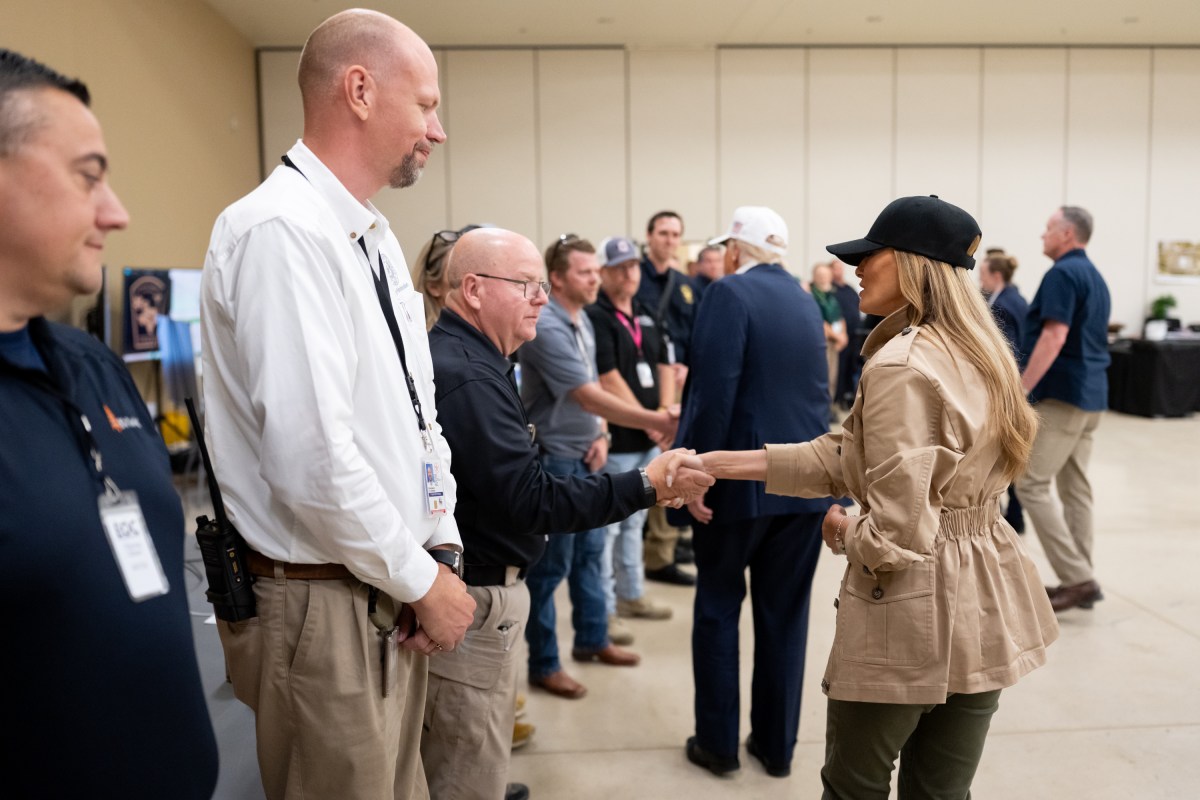 President Donald Trump and First Lady Melania Trump visit the areas impacted by recent deadly flooding, Friday, July 11, 2025, in Kerrville, Texas. (Official White House Photo by Andrea Hanks)