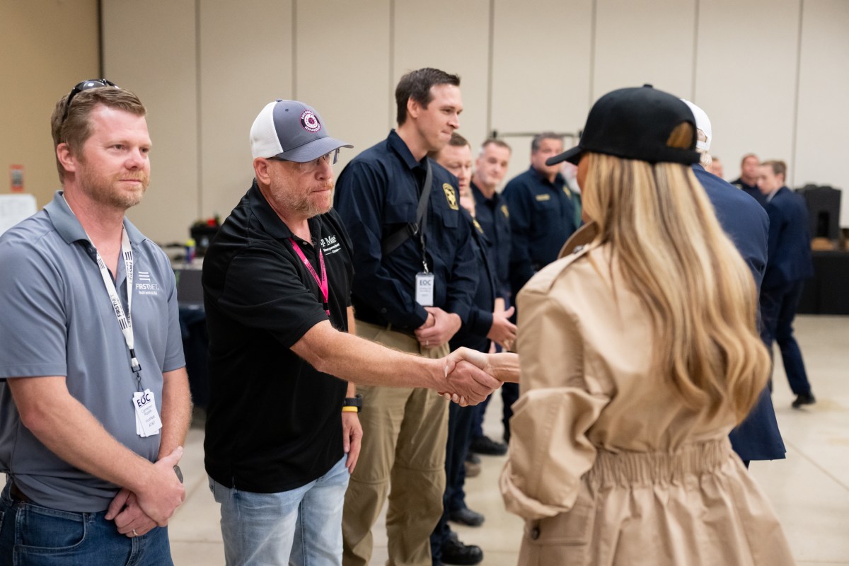 President Donald Trump and First Lady Melania Trump visit the areas impacted by recent deadly flooding, Friday, July 11, 2025, in Kerrville, Texas. (Official White House Photo by Andrea Hanks)