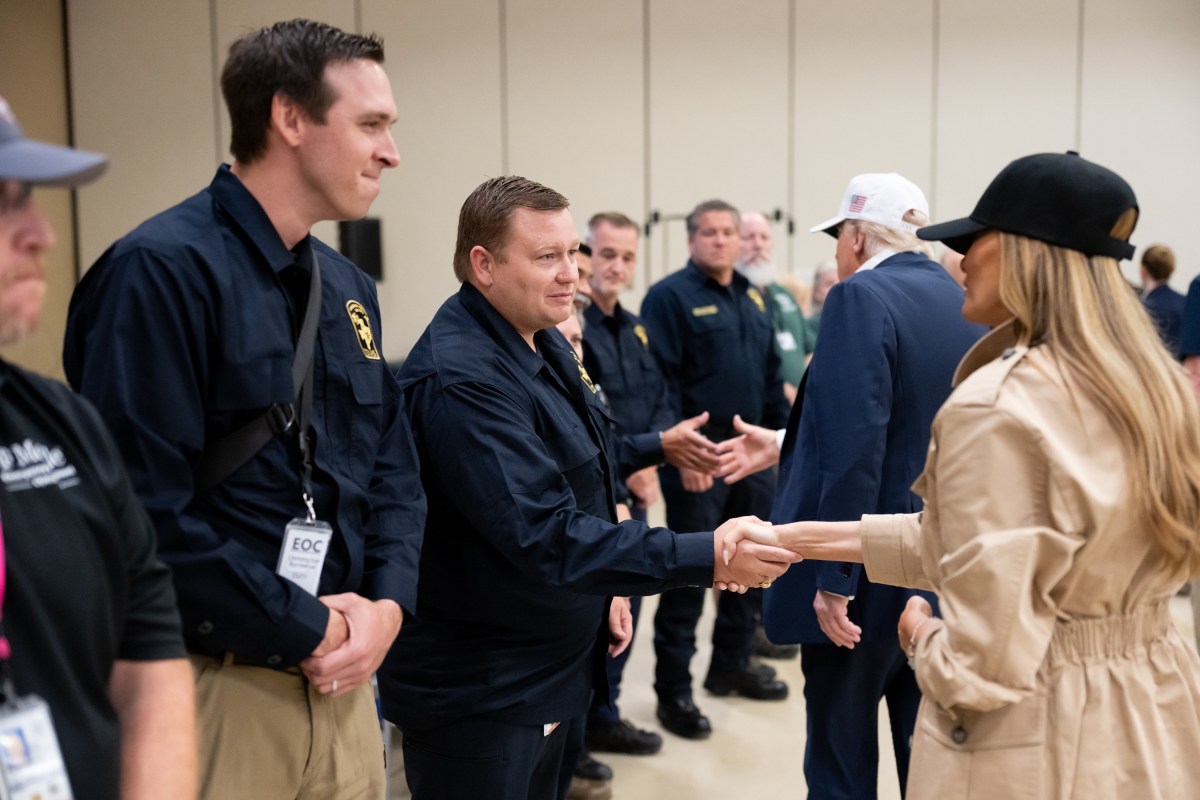President Donald Trump and First Lady Melania Trump visit the areas impacted by recent deadly flooding, Friday, July 11, 2025, in Kerrville, Texas. (Official White House Photo by Andrea Hanks)