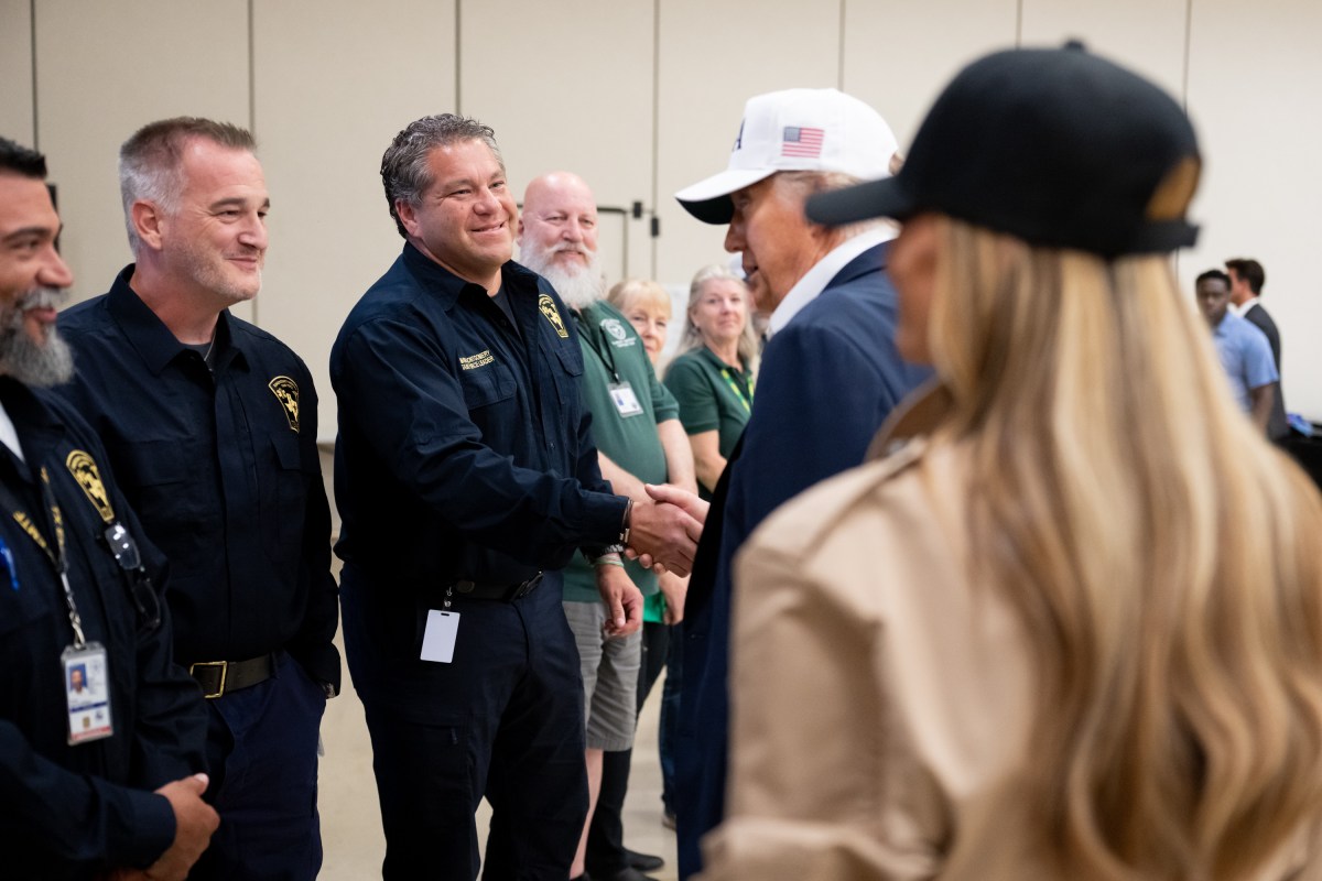 President Donald Trump and First Lady Melania Trump visit the areas impacted by recent deadly flooding, Friday, July 11, 2025, in Kerrville, Texas. (Official White House Photo by Andrea Hanks)