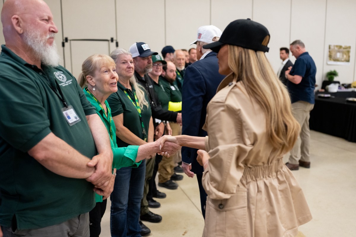President Donald Trump and First Lady Melania Trump visit the areas impacted by recent deadly flooding, Friday, July 11, 2025, in Kerrville, Texas. (Official White House Photo by Andrea Hanks)