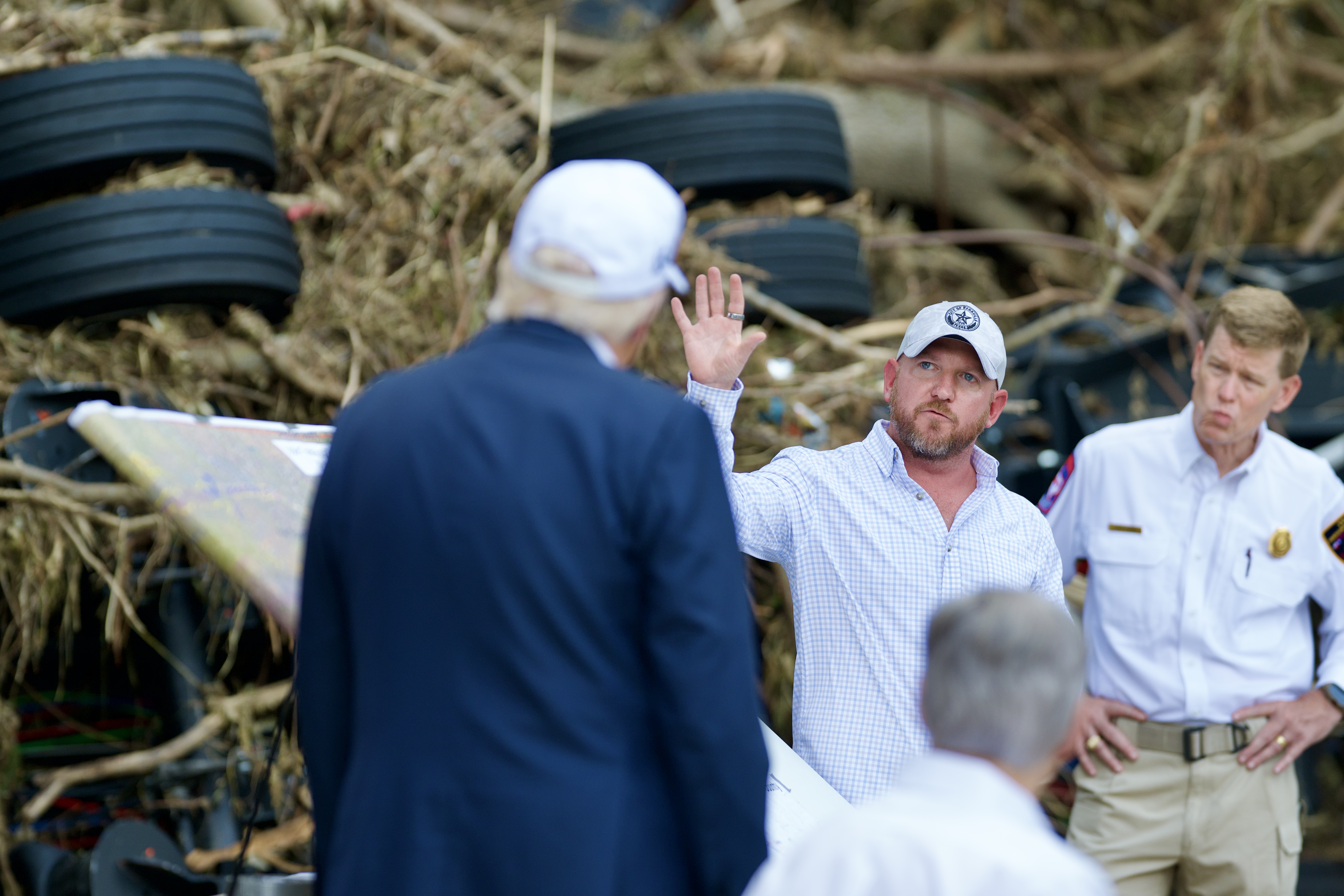 President Donald Trump and First Lady Melania Trump meet with first responders and local officials at Louise Hays Park in Kerrville, Texas on Friday, July 11, 2025. (Official White House Photo by Daniel Torok)