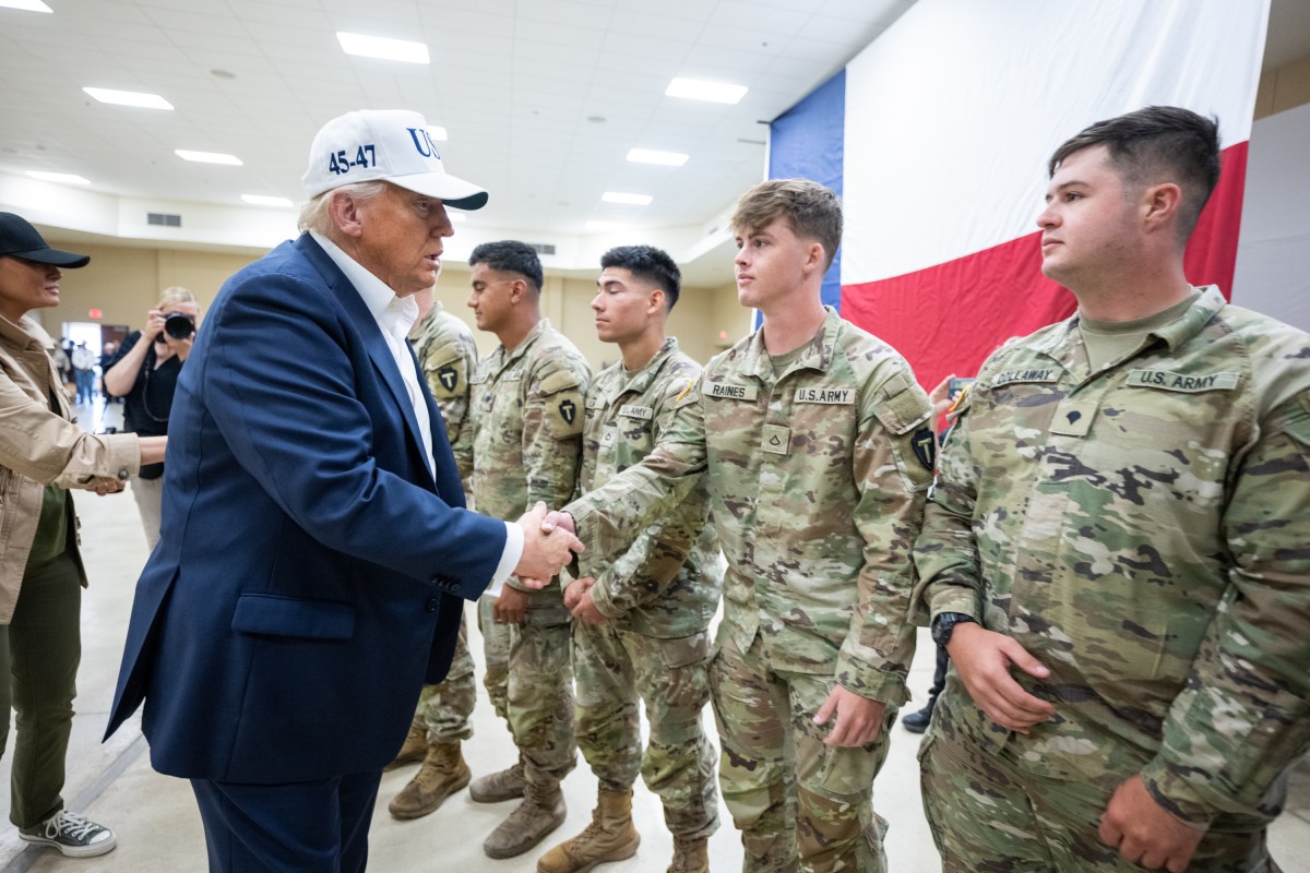 President Donald Trump and First Lady Melania Trump attend a community stakeholders roundtable at the Disaster District Emergency Operations Center in Kerrville, Texas to discuss impact and recovery efforts from recent flooding, Friday, July 11, 2025. (Official White House Photo by Daniel Torok)