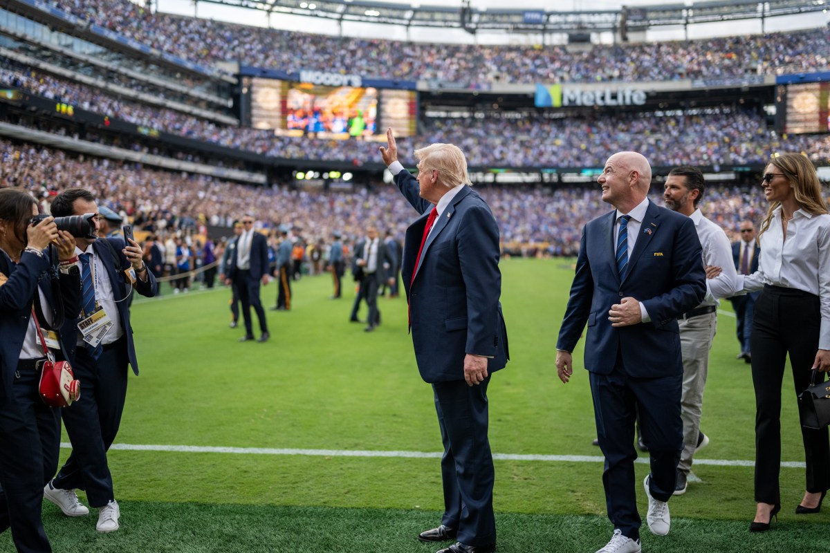 President Donald Trump and First Lady Melania Trump attend the FIFA World Cup Final soccer match between Chelsea Football Club and Paris Saint-Germain, Sunday, July 13, 2025, at MetLife Stadium in East Rutherford, New Jersey. (Official White House Photo by Daniel Torok)