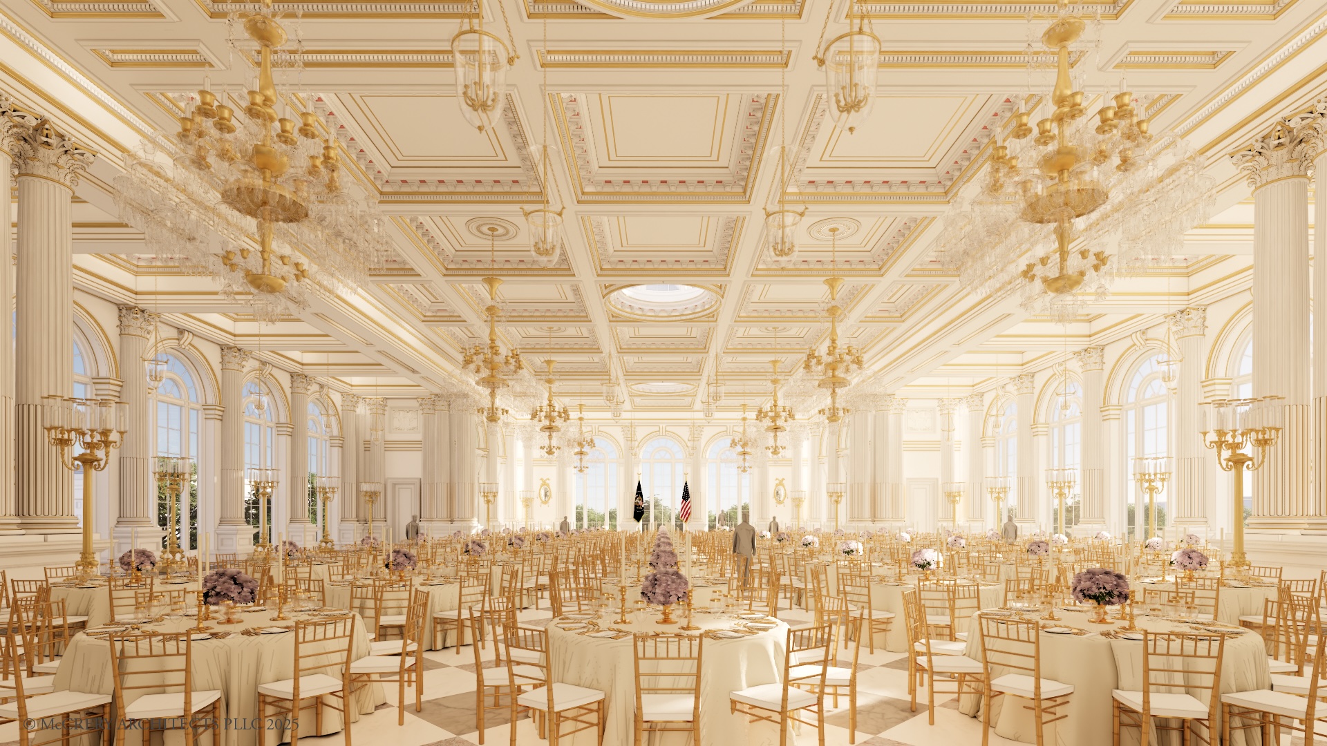 White House State Ballroom interior rendering, 2025