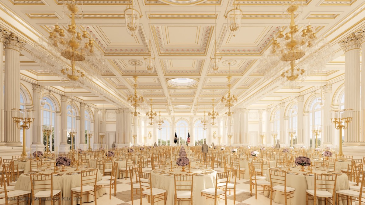White House State Ballroom - Interior View Looking South Up