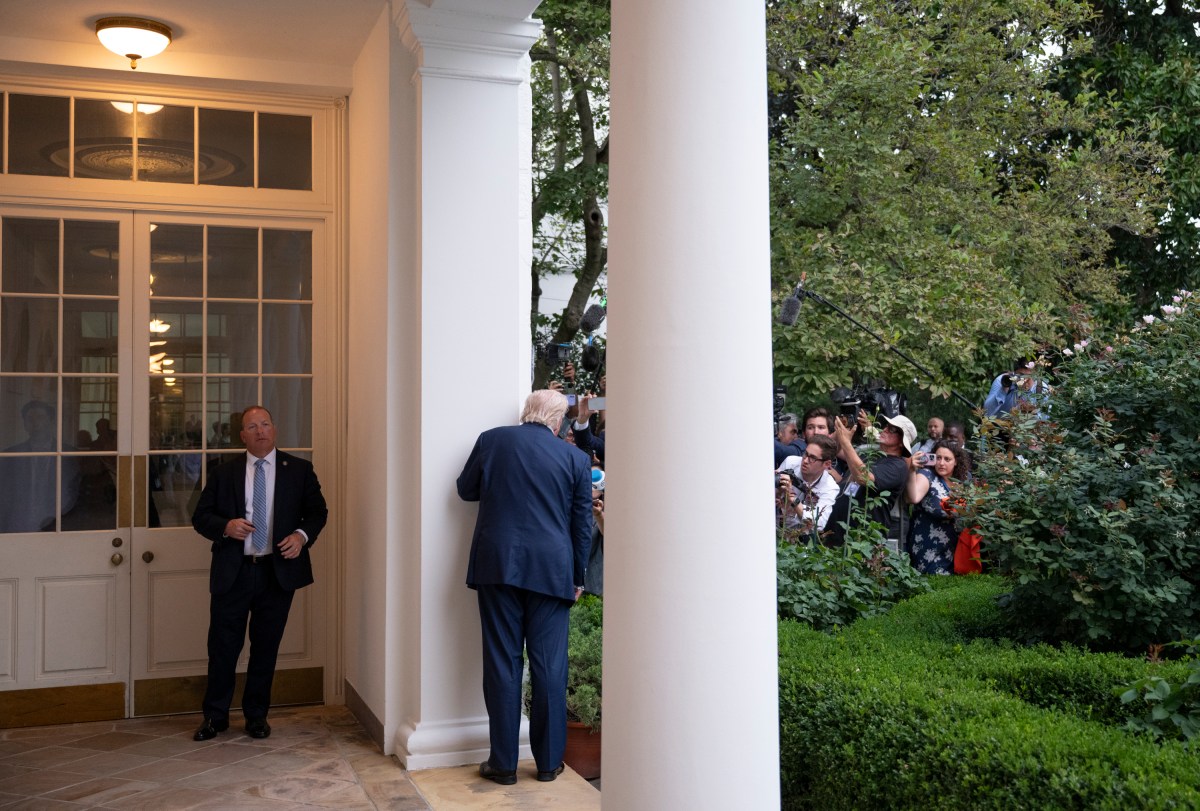 President Donald Trump speaks to the press after disembarking Marine One on the South Lawn of the White House, Tuesday, July 29, 2025, after a trip to Scotland. (Official White House Photo by Molly Riley)