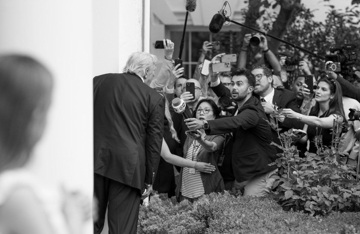 President Donald Trump speaks to the press after disembarking Marine One on the South Lawn of the White House, Tuesday, July 29, 2025, after a trip to Scotland. (Official White House Photo by Molly Riley)