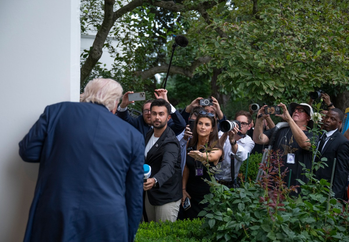 President Donald Trump speaks to the press after disembarking Marine One on the South Lawn of the White House, Tuesday, July 29, 2025, after a trip to Scotland. (Official White House Photo by Molly Riley)