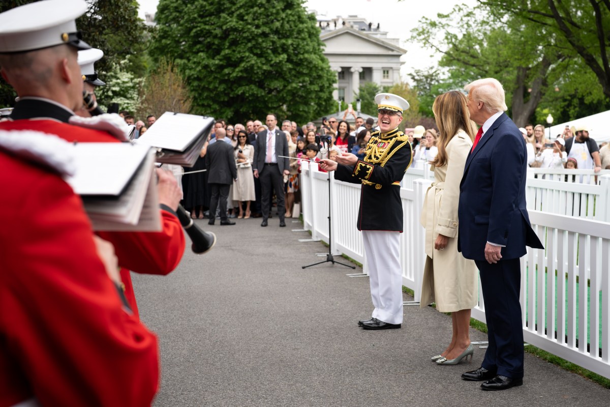 President Donald Trump and First Lady Melania Trump arrive to the South Lawn to participate in the annual White House Easter Egg Roll, Monday, April 21, 2025. (Official White House Photo by Andrea Hanks)