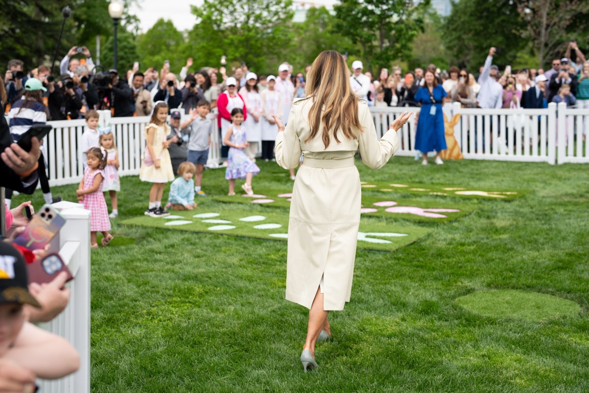 First Lady Melania Trump visits the Hop Scotch activity at the White House Easter Egg Roll, Monday, April 21, 2025, on the South Lawn.  (Official White House Photo by Andrea Hanks)