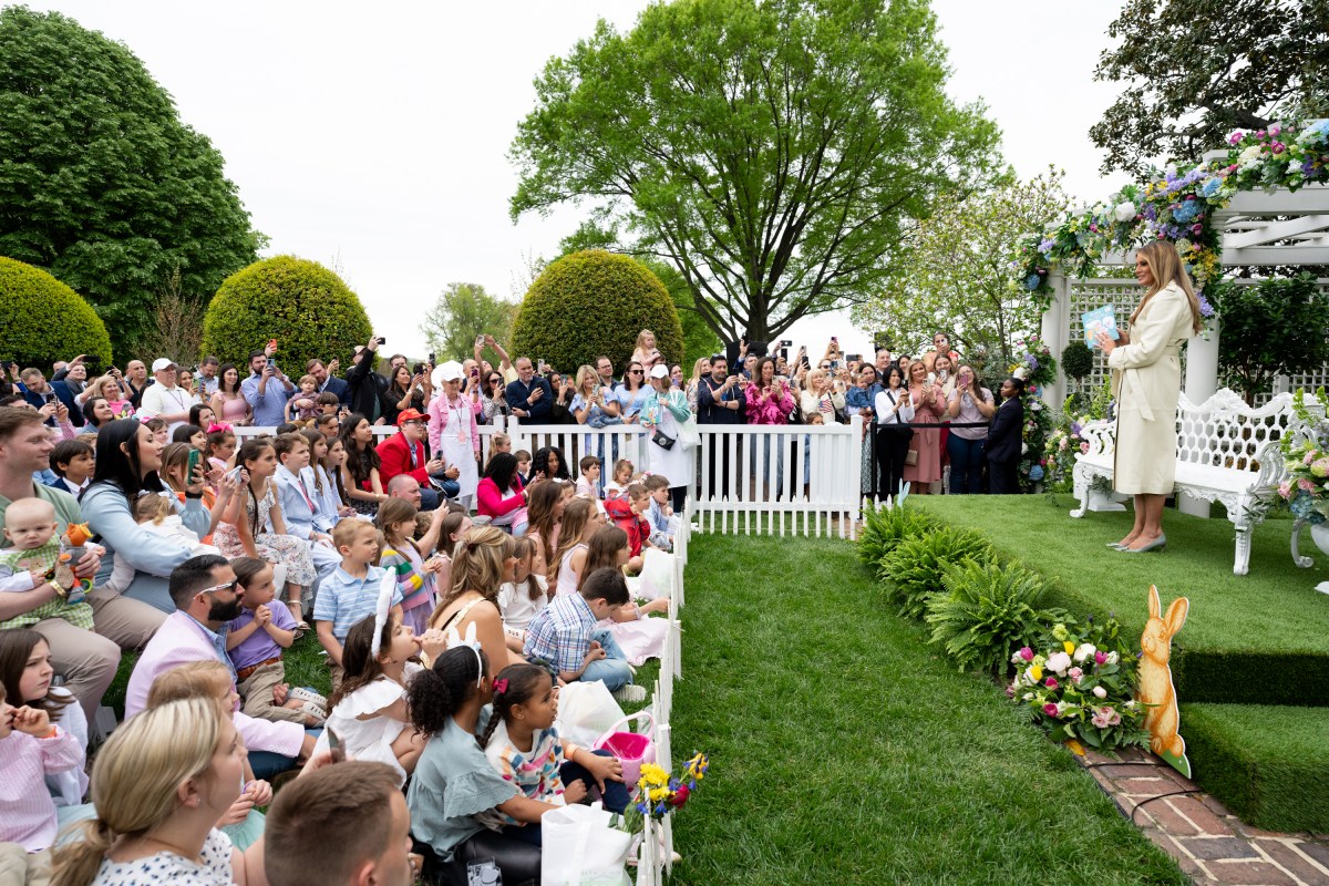 First Lady Melania Trump reads a book at the Reading Nook in the First Ladies Garden during the White House Easter Egg Roll, Monday, April 21, 2025, on the South Lawn. (Official White House Photo by Andrea Hanks)