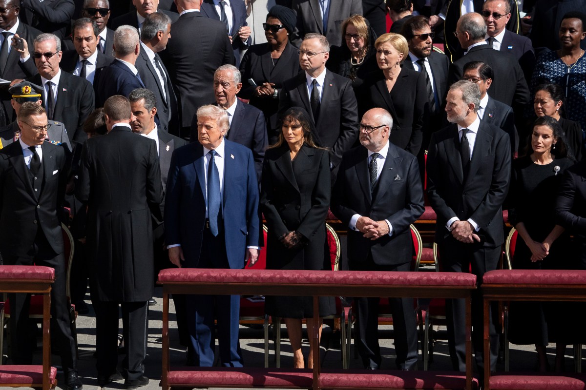 President Donald Trump and First Lady Melania Trump attend the funeral Mass for Pope Francis, Saturday, April 26, 2025, at St. Peter’s Basilica in Vatican City, Rome(Official White House Photo by Andrea Hanks)