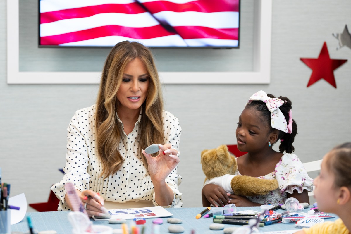 First Lady Melania Trump participates in a 4th of July arts and crafts activity with young patients at Children’s National Hospital in Washington, D.C., Thursday, July 3, 2025.(Official White House Photo by Andrea Hanks)
