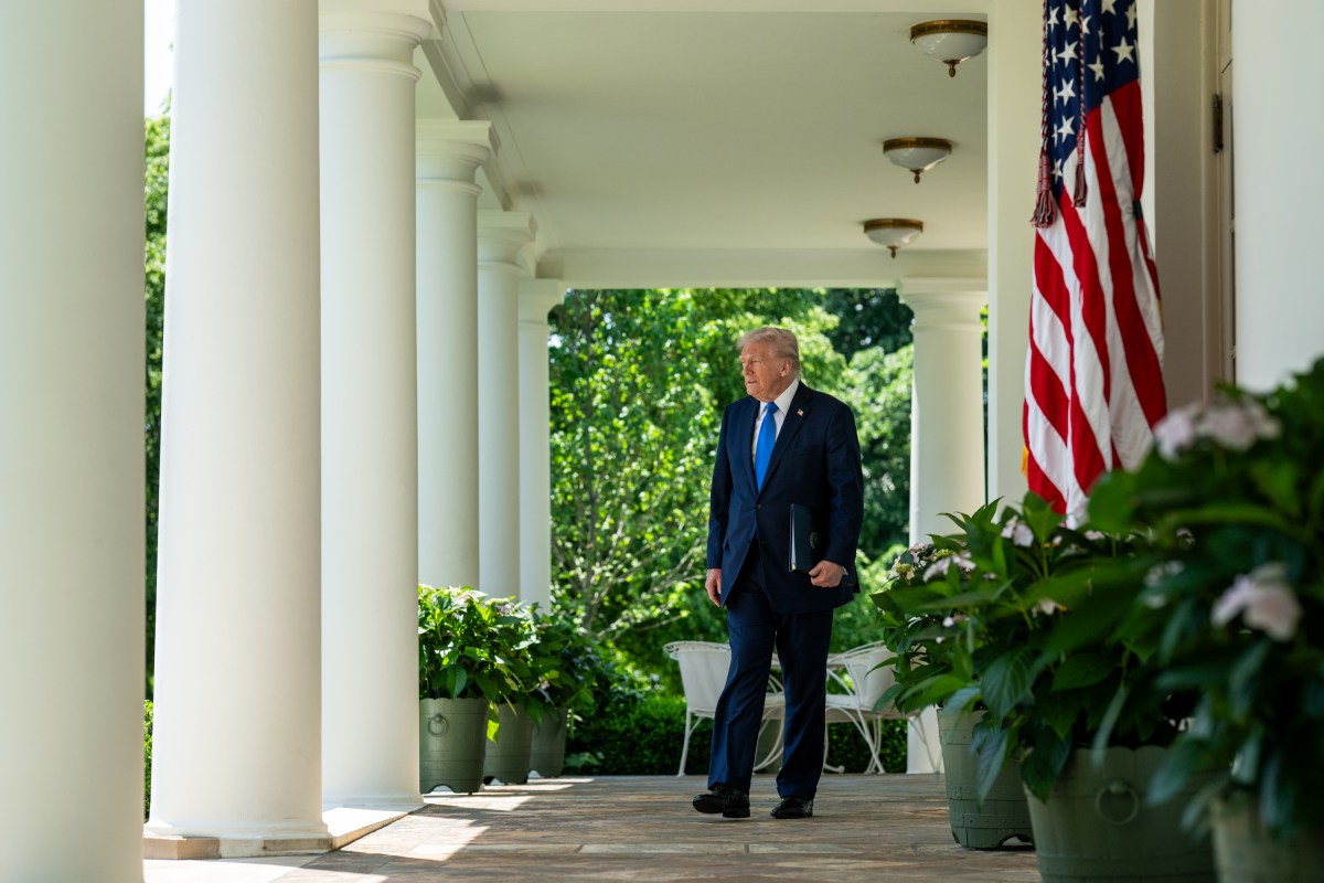 President Donald Trump walks from the Oval Office to the Rose Garden to deliver remarks at a National Day of Prayer event, Thursday, May 1, 2025. (Official White House Photo by Joyce N. Boghosian)