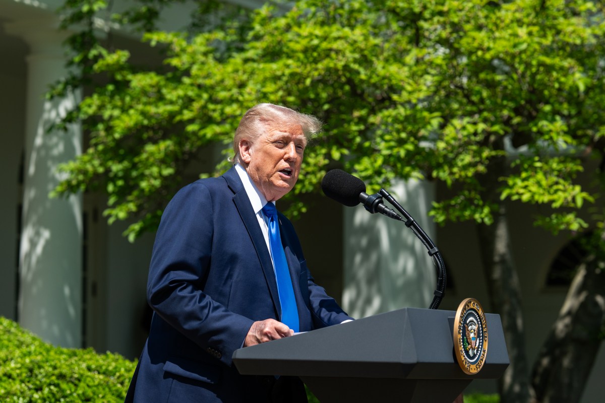President Donald Trump delivers remarks at a National Day of Prayer event, Thursday, May 1, 2025, in the White House Rose Garden. (Official White House Photo by Joyce N. Boghosian)