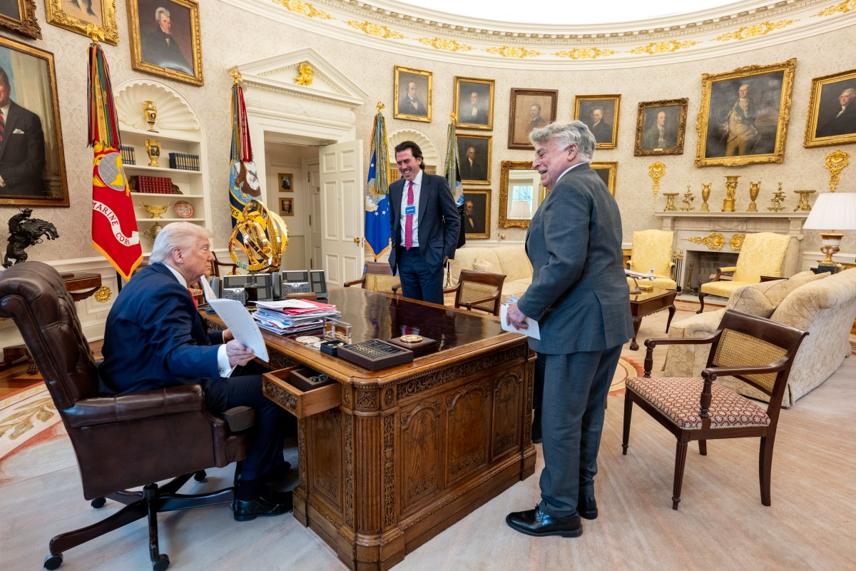 President Donald Trump meets with Andrew Stein and guests, Tuesday, April 15, 2025, in the Oval Office. (Official White House Photo by Joyce N. Boghosian)