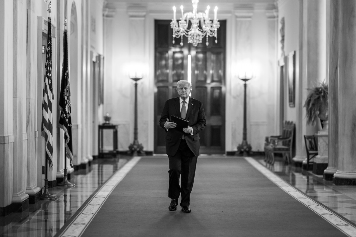 President Donald Trump greets members of the Navy Midshipmen football team from the U.S. Naval Academy, Tuesday, April 15, 2025, in the State Dining Room of the White House. (Official White House Photo by Joyce N. Boghosian)