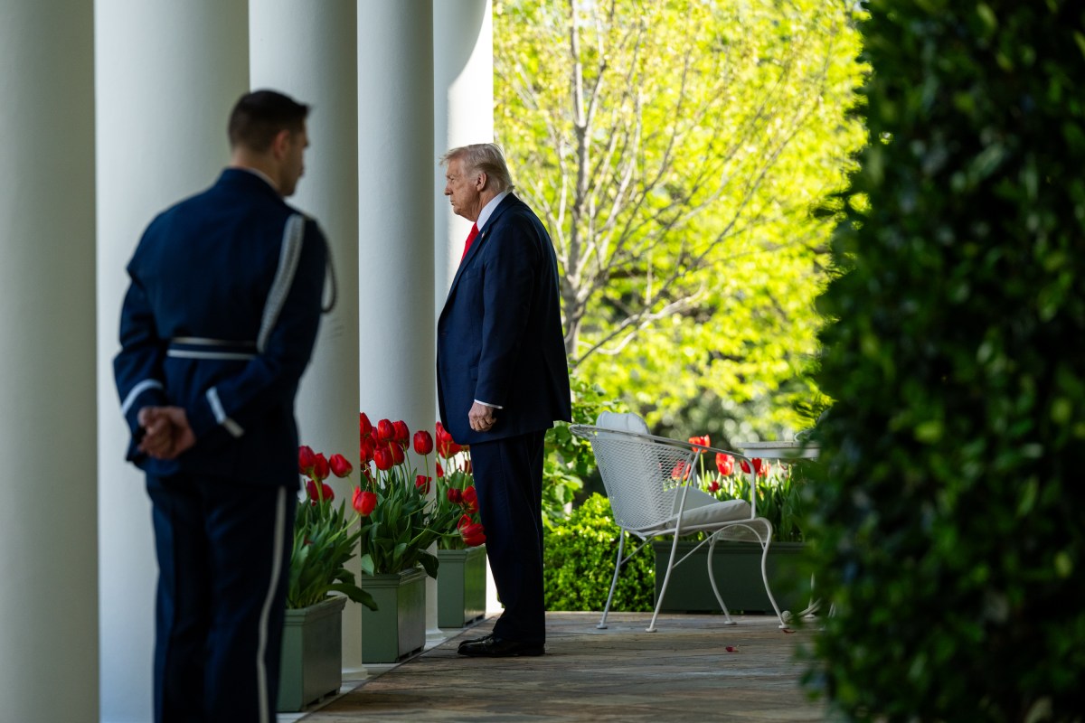 President Donald Trump greets members of the Navy Midshipmen football team from the U.S. Naval Academy, Tuesday, April 15, 2025, in the State Dining Room of the White House. (Official White House Photo by Molly Riley)