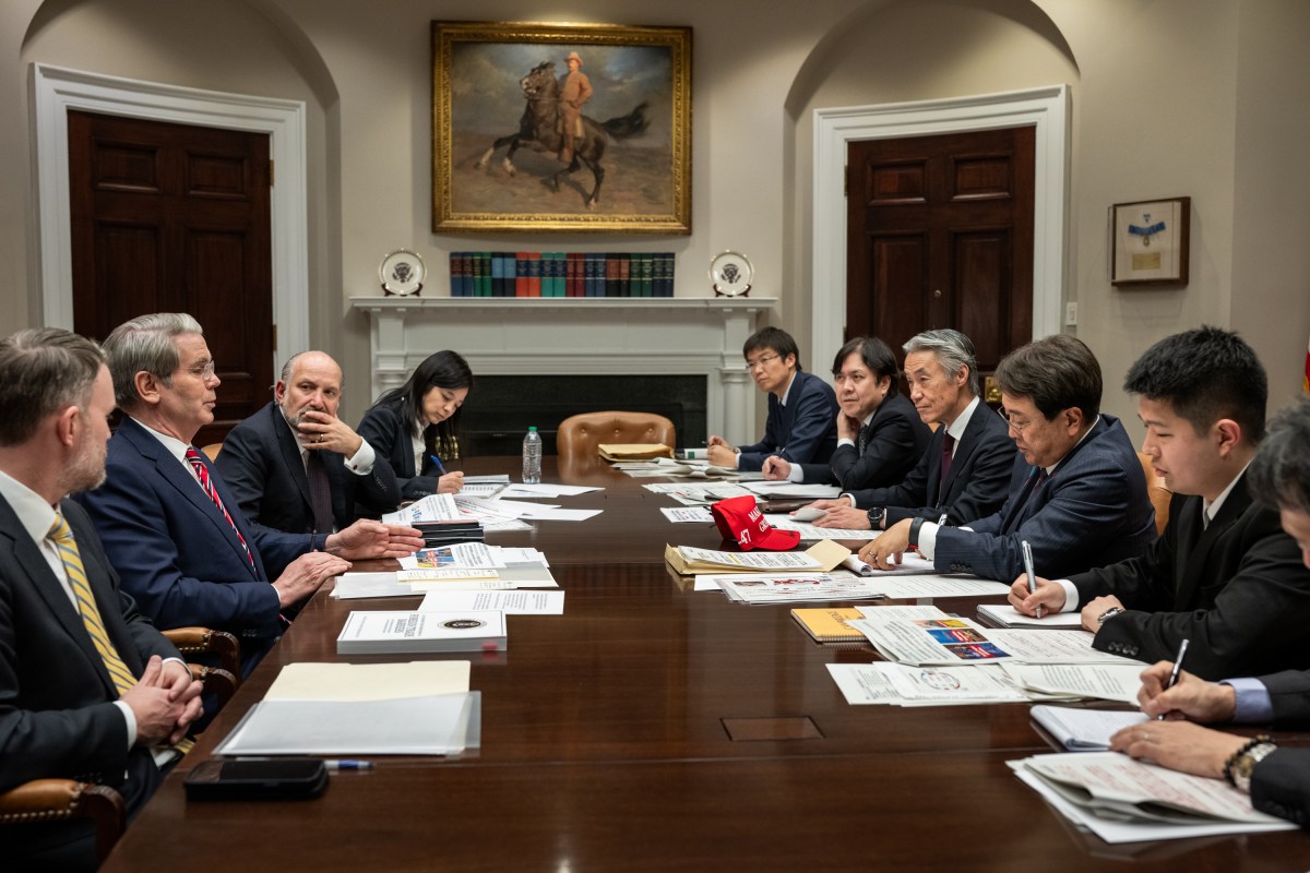 President Donald Trump meets with the Japanese Minister of State for Economic and Fiscal Policy Ryosei Akazawa and delegation in the Oval Office, Wednesday, April 16, 2025. (Official White House Photo by Joyce N. Boghosian)